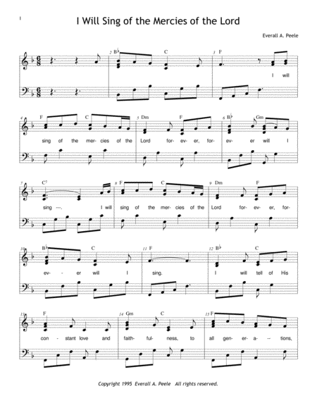 I Will Sing Of The Mercies Psalm 89 1 Sheet Music