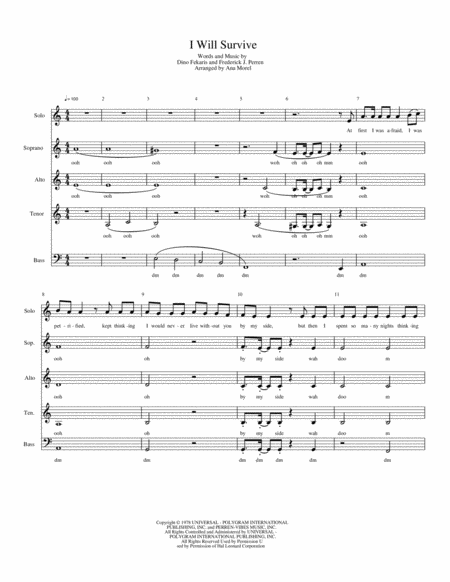 I Will Survive By Gloria Gaynor Sheet Music