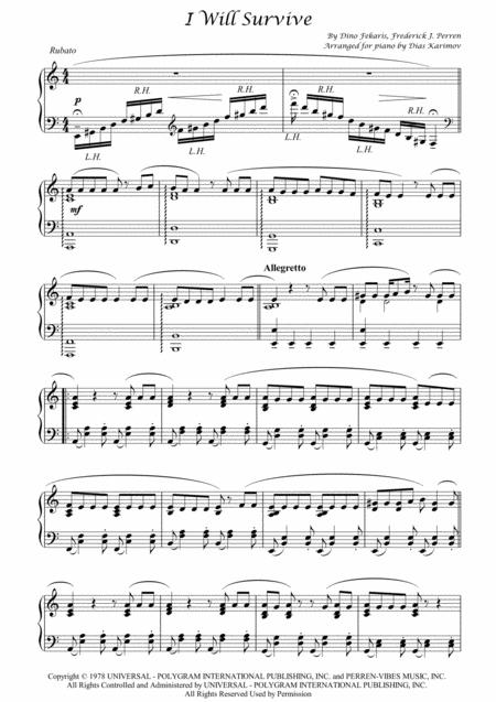 I Will Survive For Piano Sheet Music