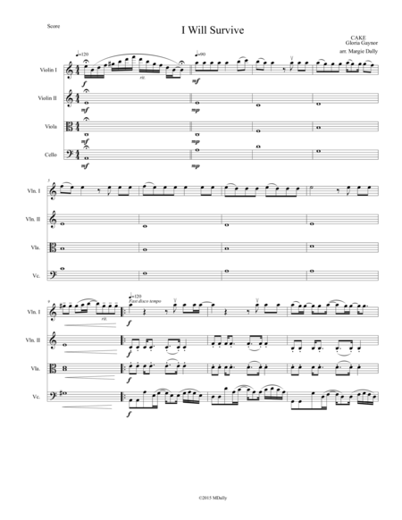 Free Sheet Music I Will Survive For String Quartet