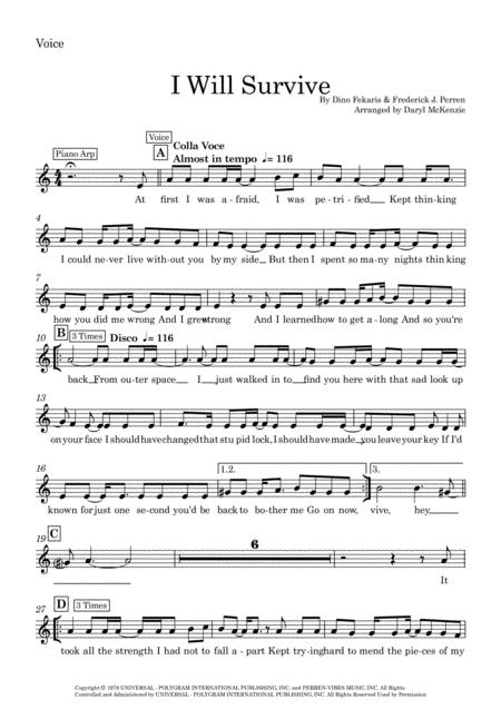 I Will Survive Vocal With Small Band 3 5 Horns Key Of Am Sheet Music