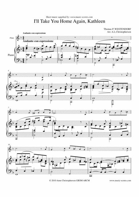 I Will Take You Home Kathleen Flute And Piano Sheet Music