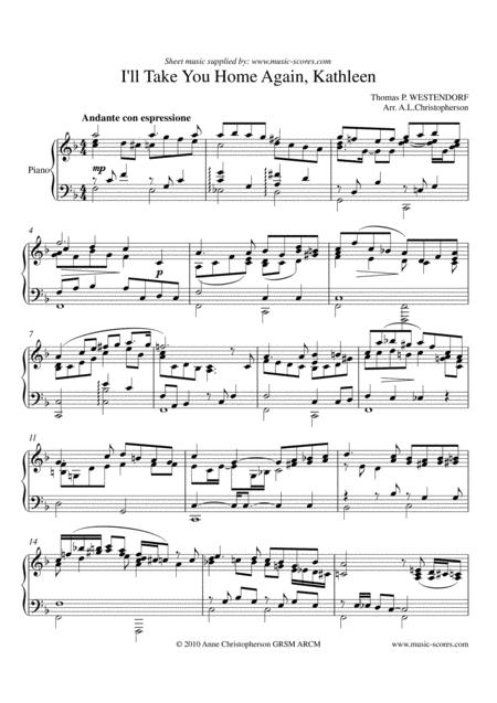 I Will Take You Home Kathleen Piano Sheet Music