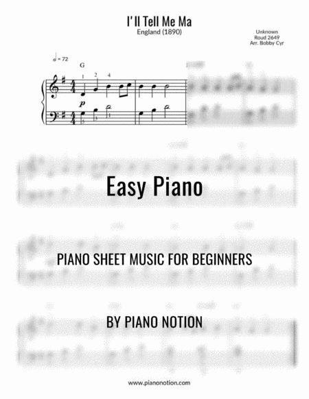 I Will Tell Me Ma Easy Piano Solo Sheet Music