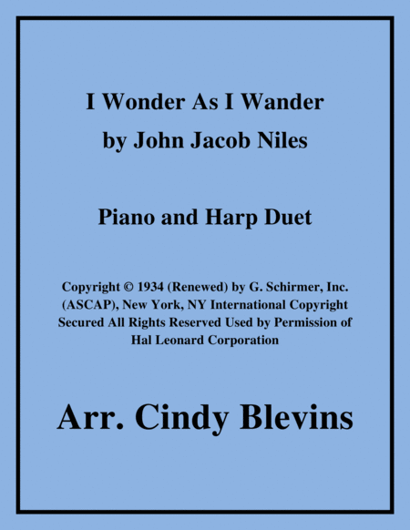 I Wonder As I Wander Piano And Harp Duet Sheet Music