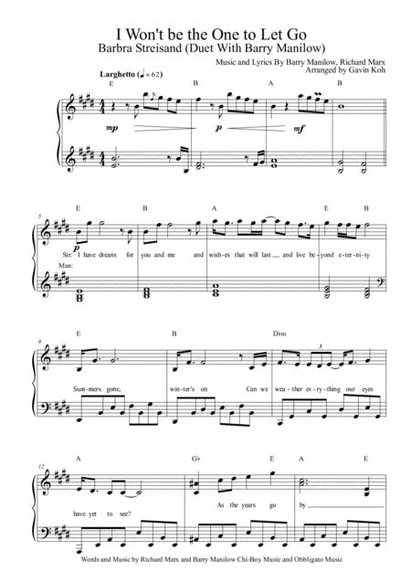 I Wont Be The One To Let Go Sheet Music