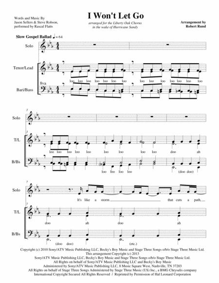 I Wont Let Go Ssaa Barbershop Arr Robert Rund Sheet Music