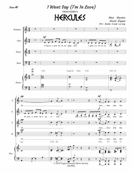 Free Sheet Music I Wont Say I M In Love Satb