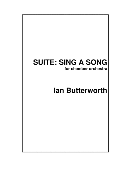 Ian Butterworth Sing A Song For Chamber Orchestra Sheet Music