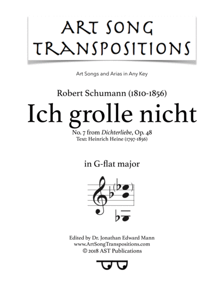 Free Sheet Music Ich Grolle Nicht Op 48 No 7 G Flat Major