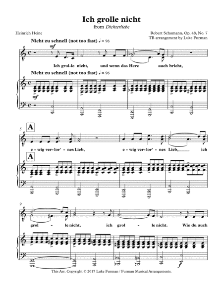 Free Sheet Music Ich Grolle Nicht Tb Choral Arrangement