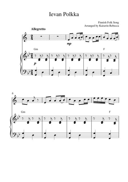 Free Sheet Music Ievan Polkka For Tenor Saxophone Solo And Piano Accompaniment