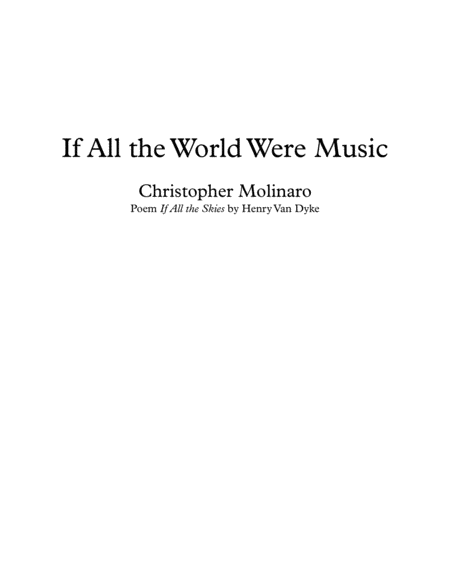 If All The World Were Music Sheet Music