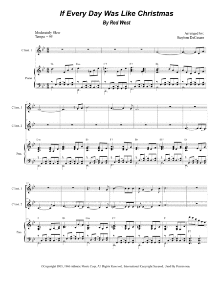 Free Sheet Music If Every Day Was Like Christmas Duet For C Instruments