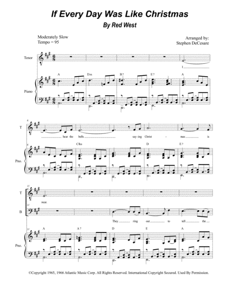 If Every Day Was Like Christmas For 2 Part Choir Tb Sheet Music