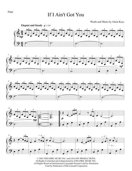 If I Aint Got You For Harp No Levers Required Great Arrangement Sheet Music