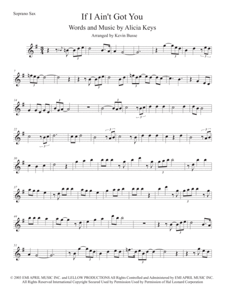 If I Aint Got You Soprano Sax Sheet Music