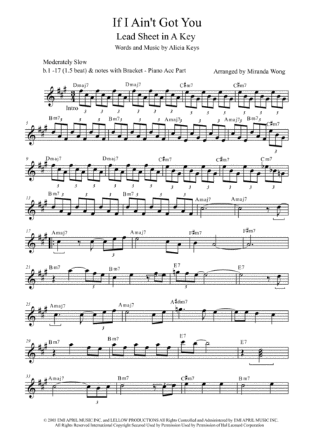 If I Aint Got You Tenor Or Soprano Saxophone Solo Sheet Music