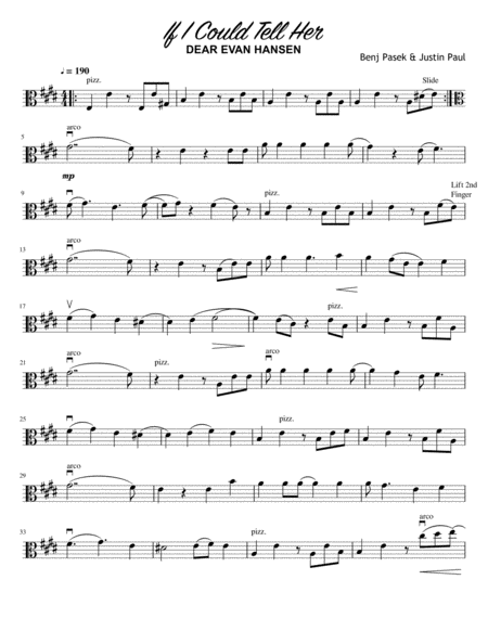 Free Sheet Music If I Could Tell Her Viola Solo Dear Evan Hansen No Piano Accompaniment