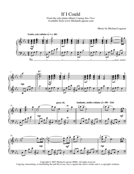 Free Sheet Music If I Could