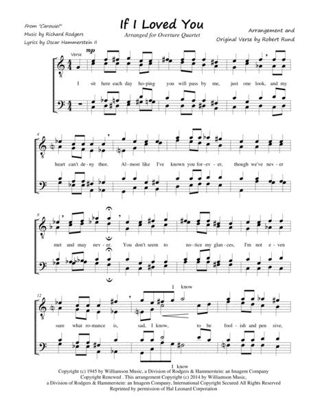 If I Loved You Ttbb Barbershop Arr Robert Rund Sheet Music