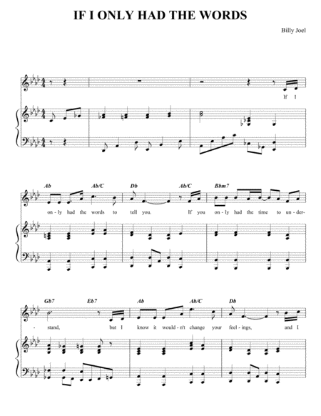 Free Sheet Music If I Only Had The Words Audition Cut