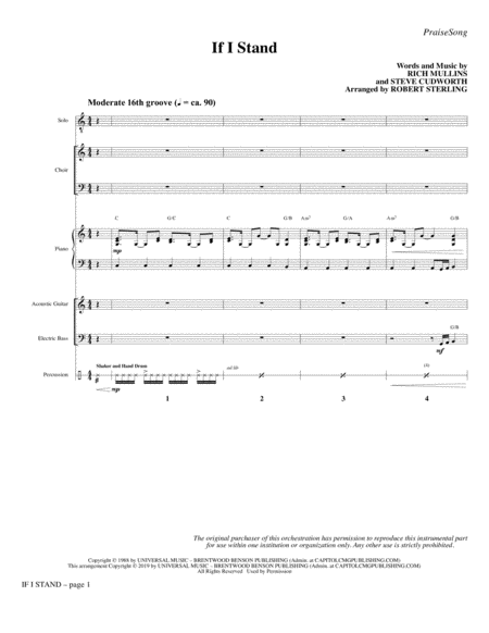 If I Stand Arr Robert Sterling Full Score Sheet Music