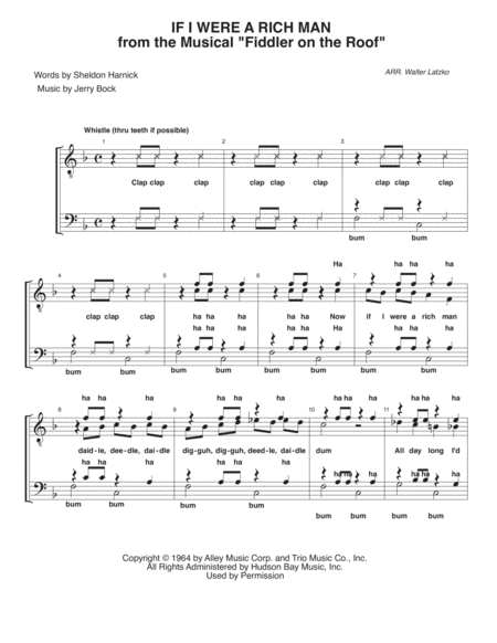 If I Were A Rich Man From Fiddler On The Roof Sheet Music