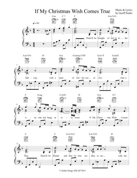 Free Sheet Music If My Christmas Wish Comes True