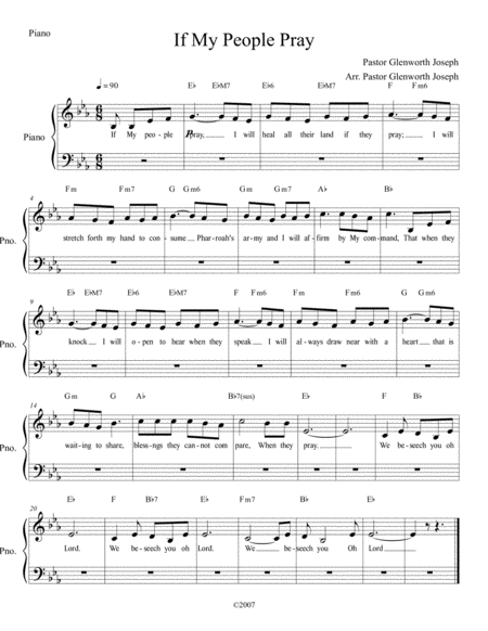 Free Sheet Music If My People Pray A Prayer Song And Song Of Meditation