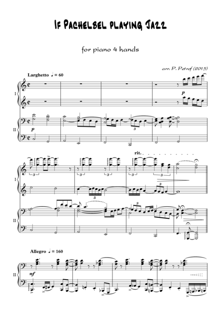 Free Sheet Music If Pachelbel Playing Jazz For Piano 4 Hands