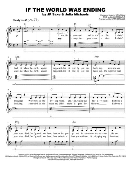 Free Sheet Music If The World Was Ending Easy Piano