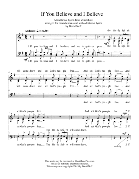 If You Believe And I Believe Sheet Music