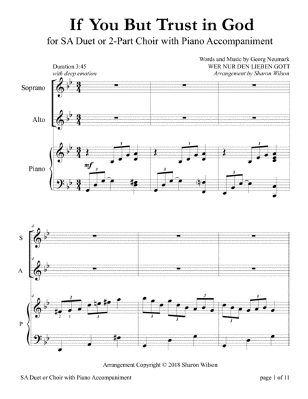 Free Sheet Music If You But Trust In God To Guide You For Sa Choir With Piano Accompaniment