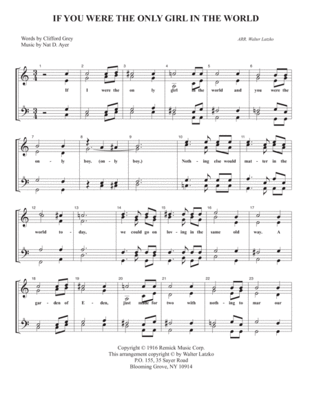 Free Sheet Music If You Were The Only Boy Girl In The World