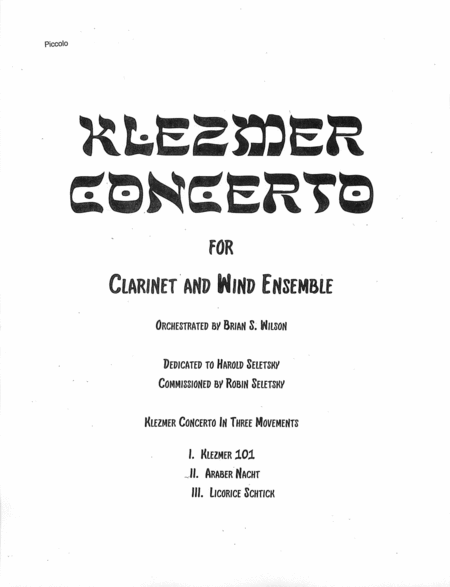 Free Sheet Music Ii Araber Nacht And Iii Licorice Schtick From Klezmer Concerto For Clarinet And Wind Orchestra Complete Set Of Parts