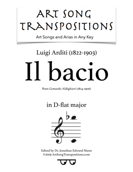 Il Bacio Transposed To D Flat Major Sheet Music