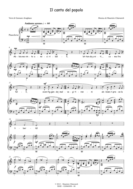 Il Canto Del Popolo Sheet Music