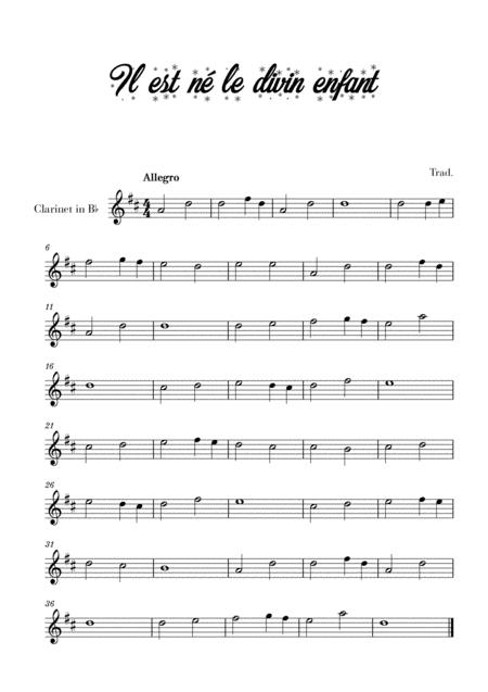 Free Sheet Music Il Est N Le Divin Enfant For Clarinet