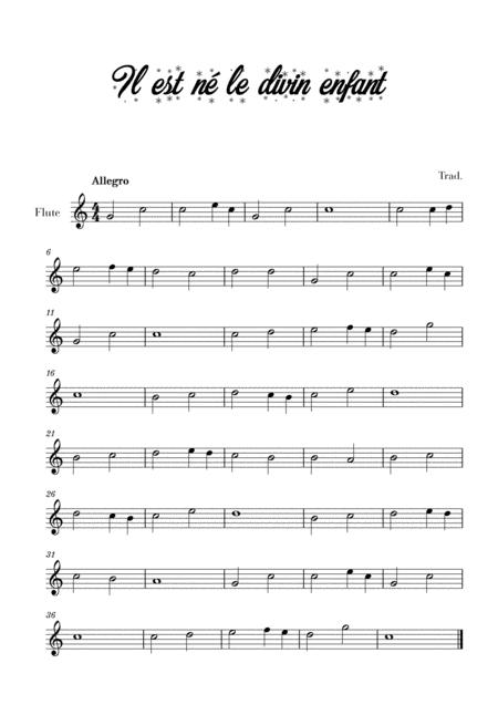 Il Est N Le Divin Enfant For Flute Sheet Music