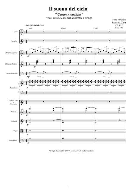 Il Suono Del Cielo Christmas Ballad Slow Rock For Voice Choir And Ensemble Sheet Music