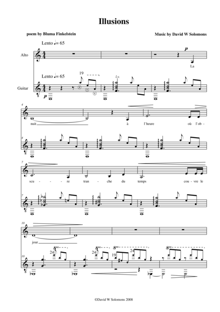 Illusions For Alto And Guitar Sheet Music