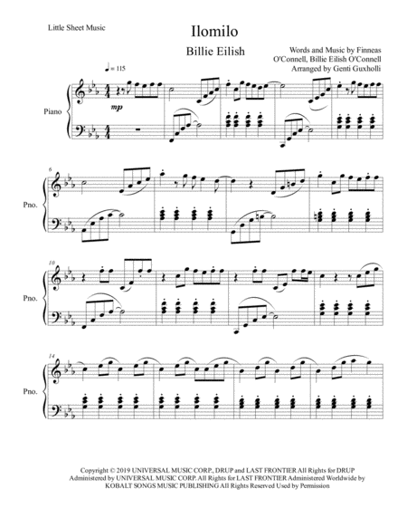 Free Sheet Music Ilomilo Piano Solo