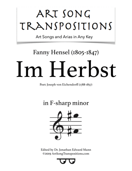 Im Herbst Transposed To F Sharp Minor Sheet Music