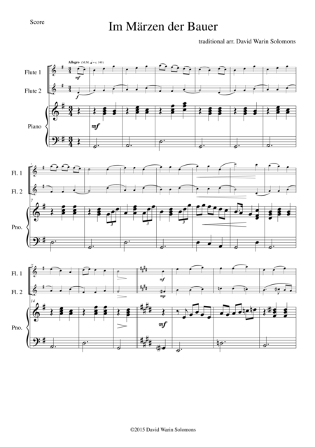 Im Mrzen Der Bauer In Springtime The Farmer For 2 Flutes And Piano Sheet Music