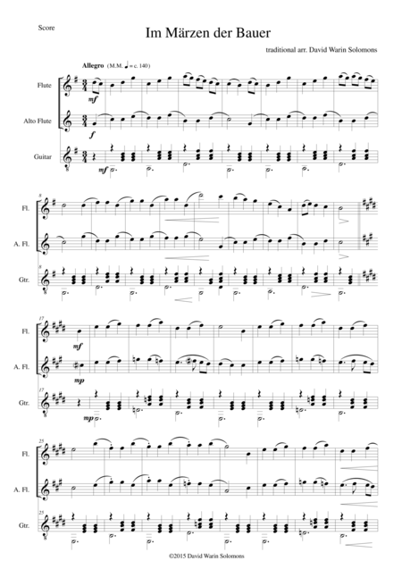 Im Mrzen Der Bauer In Springtime The Farmer For Flute Alto Flute And Guitar Sheet Music