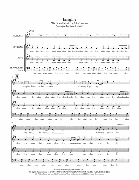 Imagine A Cappella Sheet Music