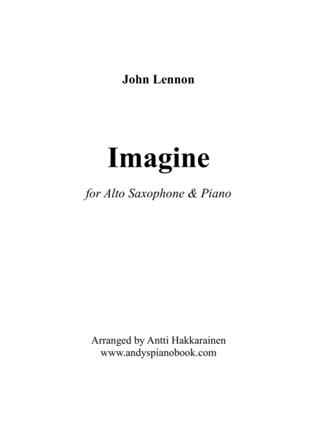 Imagine Alto Saxophone Piano Sheet Music