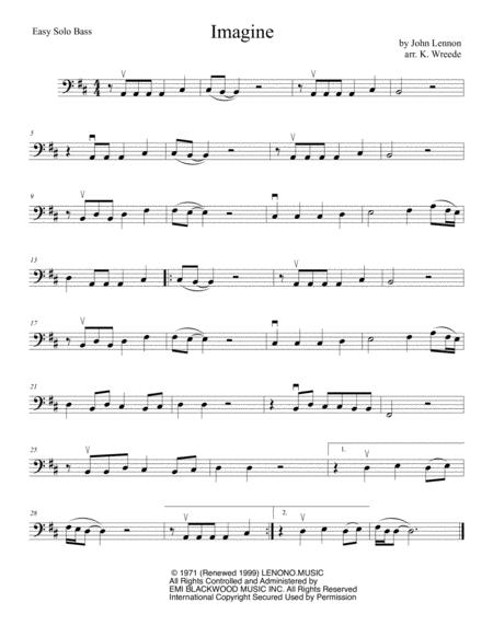 Imagine For Easy Solo Double Bass Sheet Music