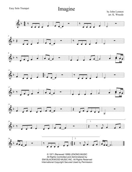 Free Sheet Music Imagine For Easy Solo Trumpet